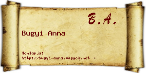 Bugyi Anna névjegykártya