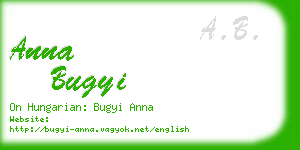 anna bugyi business card